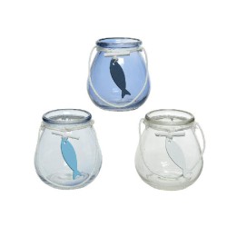 PORTA-VELAS VIDRO C/PEIXE...